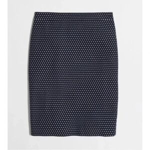 J.Crew Factory The Pencil in Navy Blue Jacquard Cotton Blend Skirt